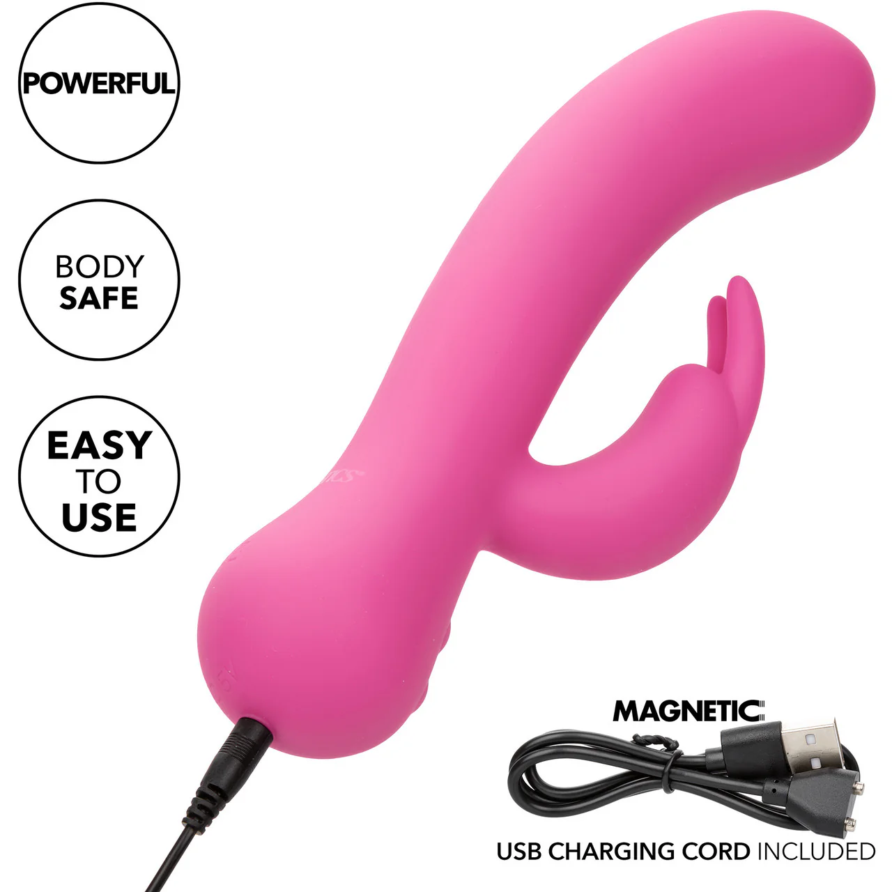 First Time® Rechargeable Bunny Waterproof Silicone Dual Stimulation Vibrator By CalExotics - Pink - Image 7