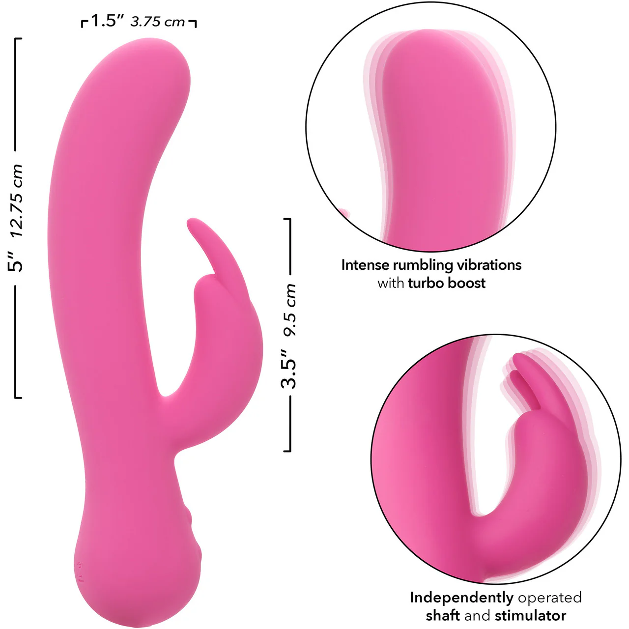 First Time® Rechargeable Bunny Waterproof Silicone Dual Stimulation Vibrator By CalExotics - Pink - Image 8