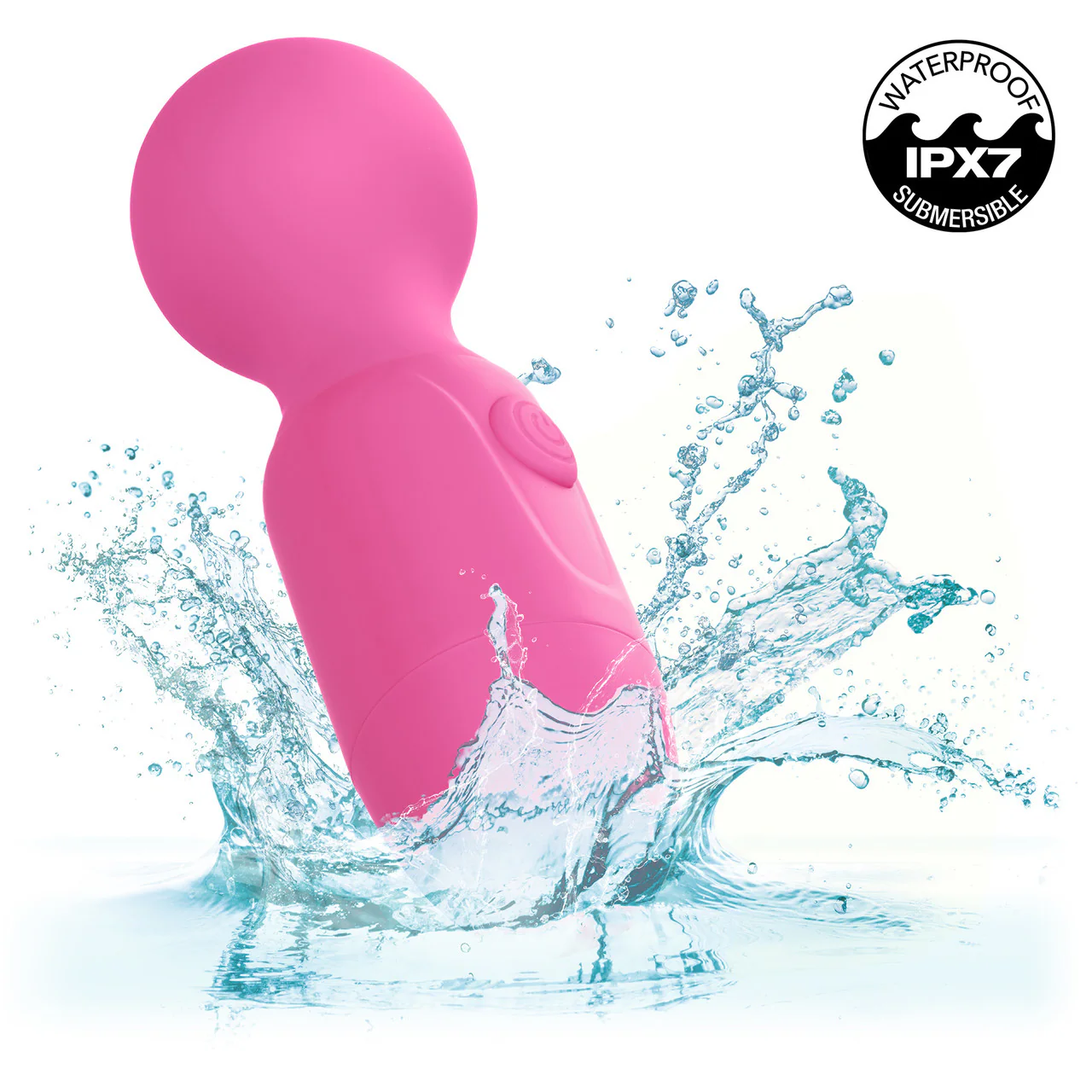 First Time® Rechargeable Massager Waterproof Silicone Mini Wand Vibrator By CalExotics - Pink - Image 6