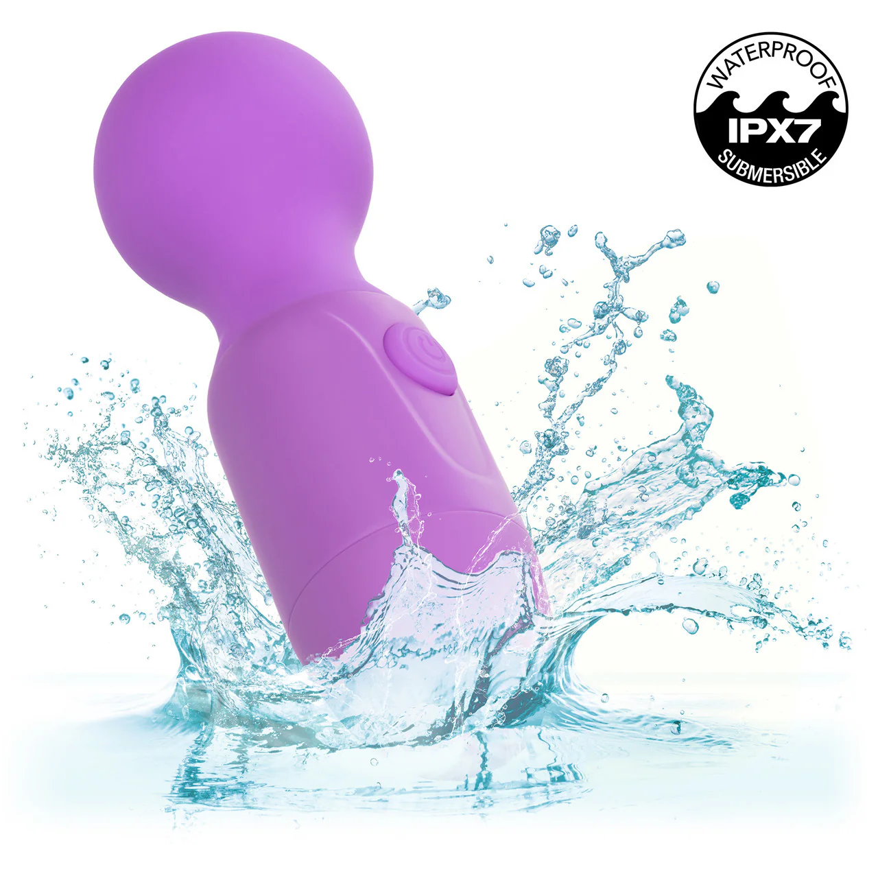 First Time® Rechargeable Massager Waterproof Silicone Mini Wand Vibrator By CalExotics - Purple - Image 6