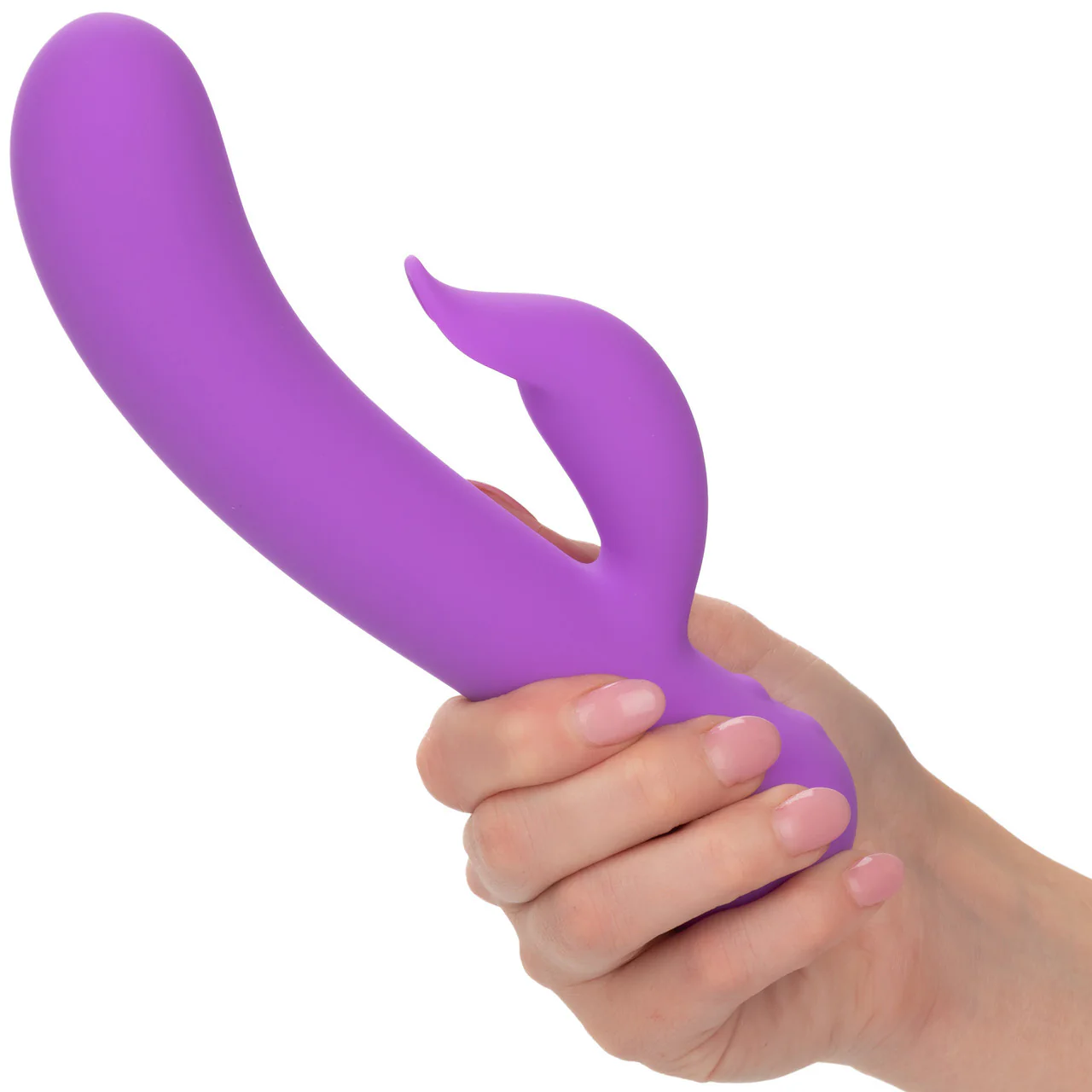 First Time® Rechargeable Pleaser Waterproof Silicone Dual Stimulation Vibrator By CalExotics - Purple - Image 2