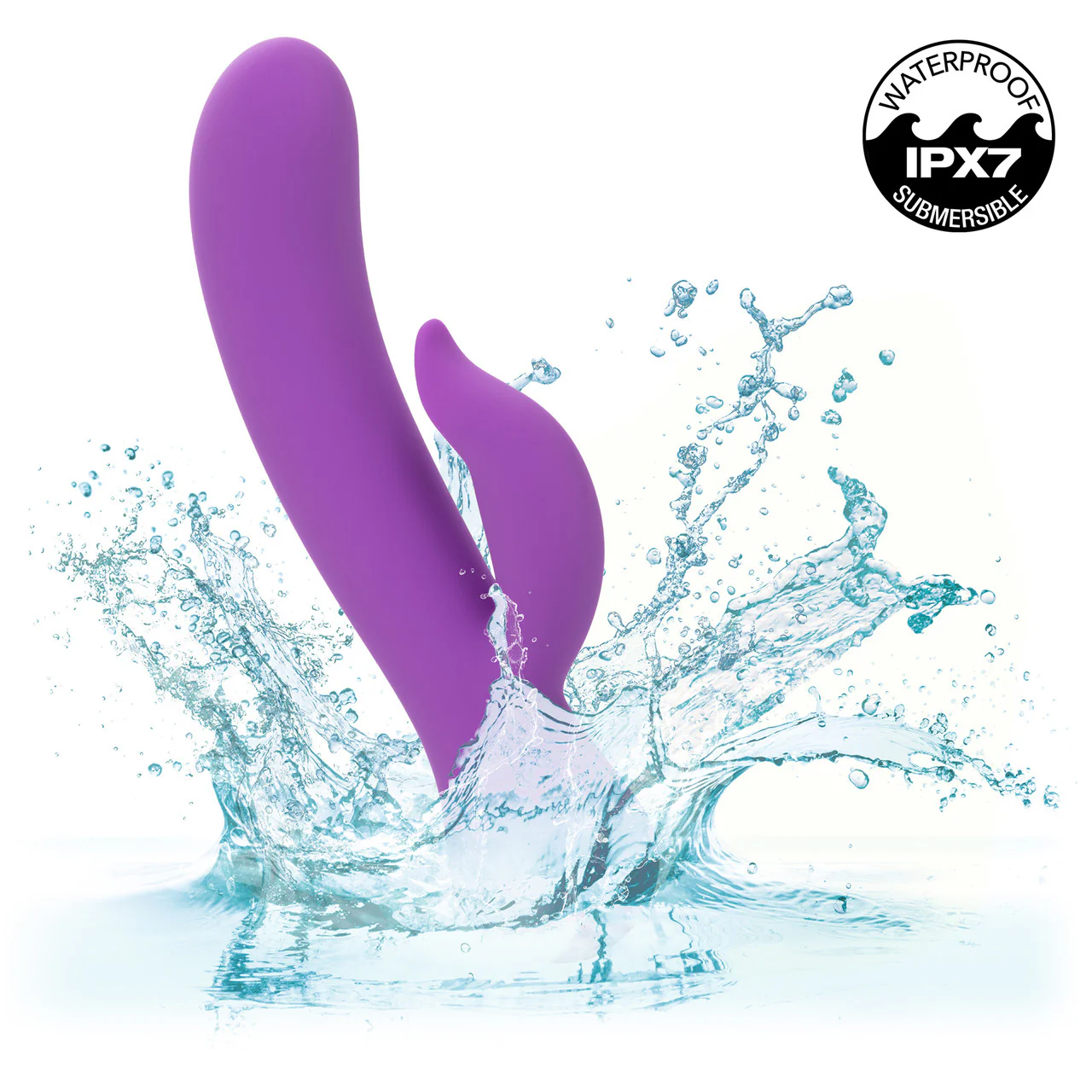 First Time® Rechargeable Pleaser Waterproof Silicone Dual Stimulation Vibrator By CalExotics - Purple - Image 6
