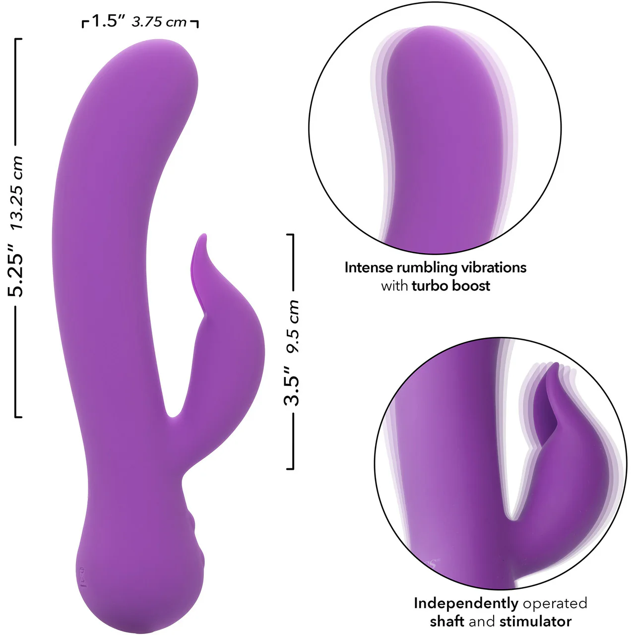 First Time® Rechargeable Pleaser Waterproof Silicone Dual Stimulation Vibrator By CalExotics - Purple - Image 8