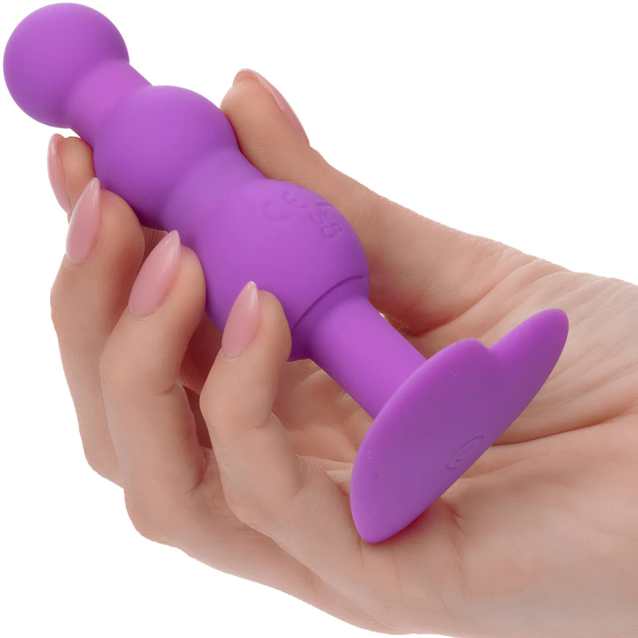 First Time® Triple Beaded Probe Rechargeable Silicone Vibrating Butt Plug By CalExotics - Purple - Image 2