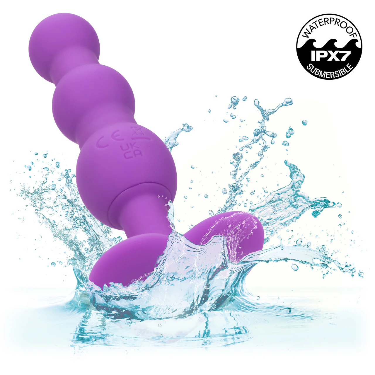 First Time® Triple Beaded Probe Rechargeable Silicone Vibrating Butt Plug By CalExotics - Purple - Image 6