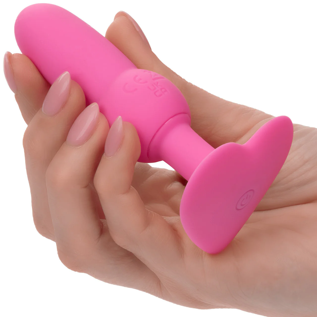 First Time® Vibrating Beaded Probe Rechargeable Waterproof Silicone Butt Plug By CalExotics - Pink - Image 2
