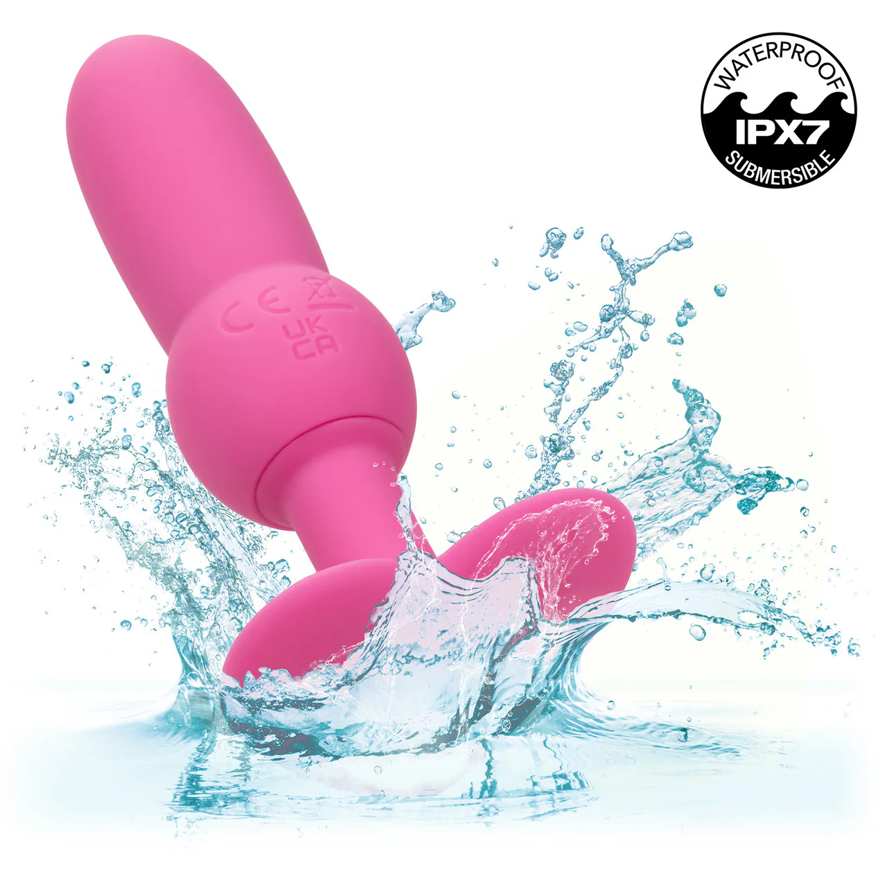 First Time® Vibrating Beaded Probe Rechargeable Waterproof Silicone Butt Plug By CalExotics - Pink - Image 6