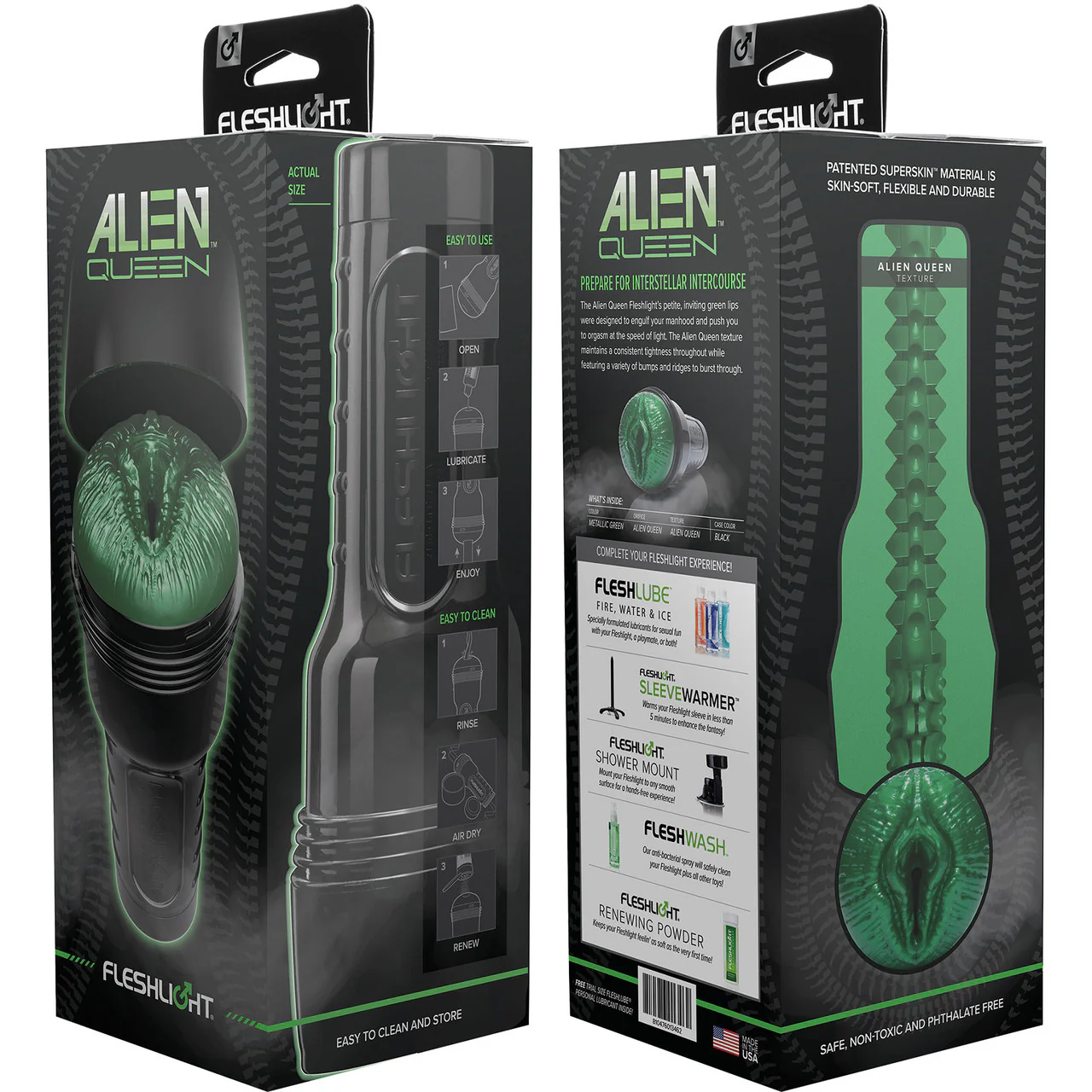 Fleshlight Freaks Alien Queen Green Metallic Fantasy Penis Masturbator - Image 3