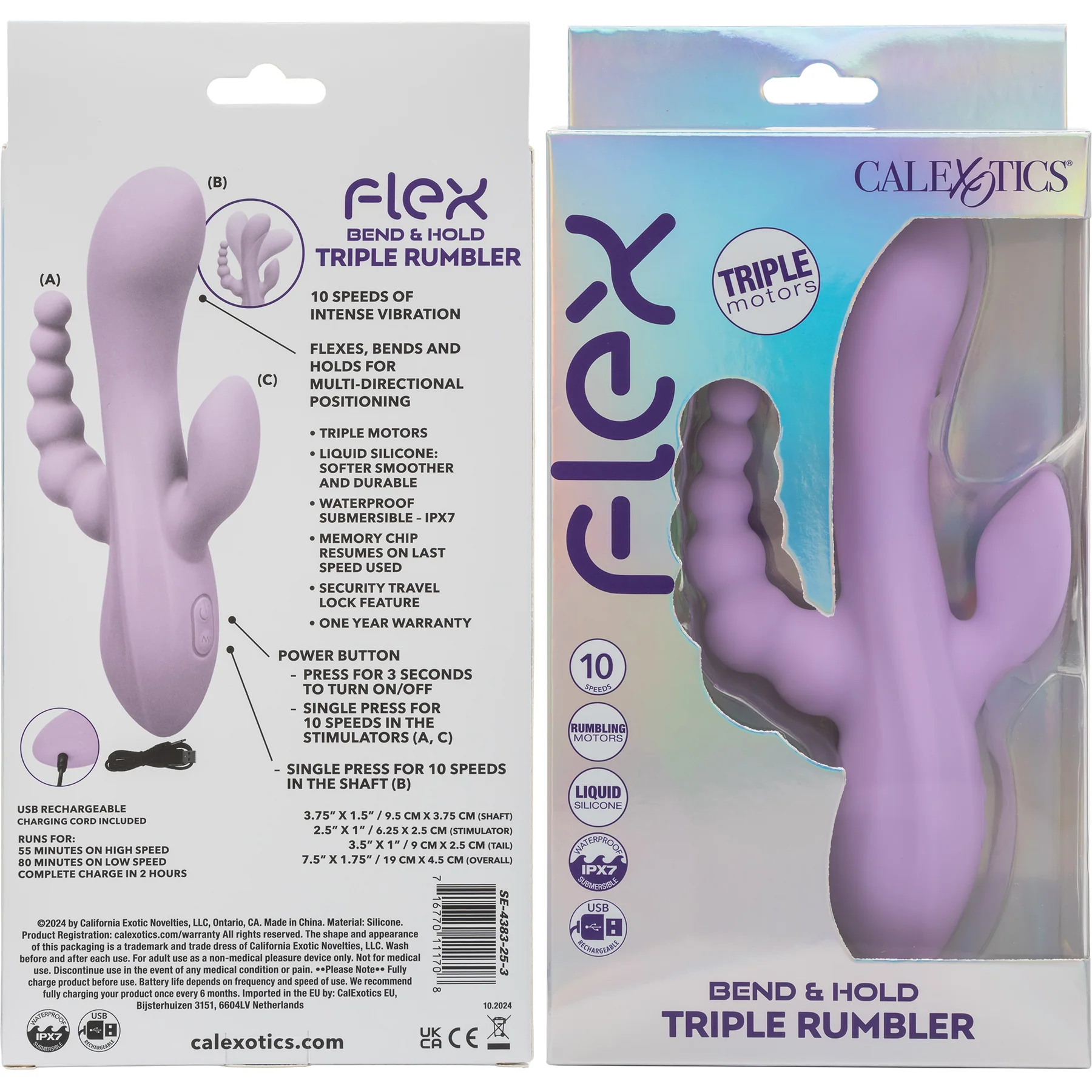 Flex Bend & Hold Triple Rumbler Silicone Triple Stimulation Vibrator By CalExotics - Image 8