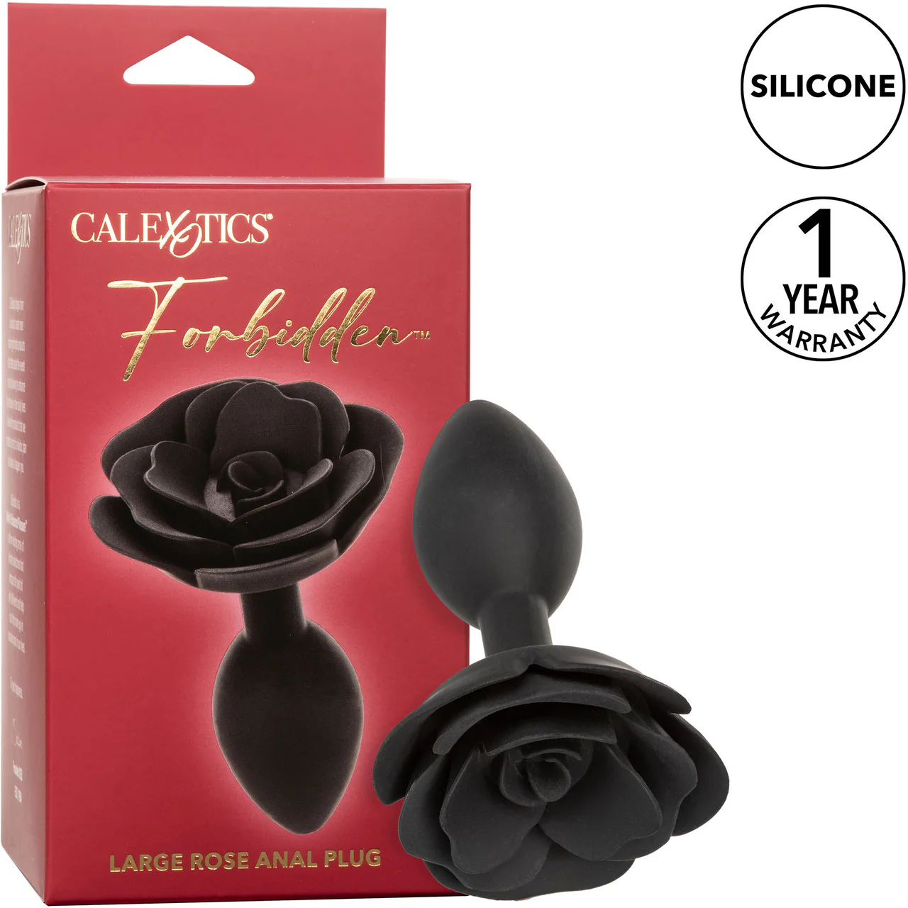 Forbidden Large Rose Silicone Butt Plug By CalExotics - Black - Image 10