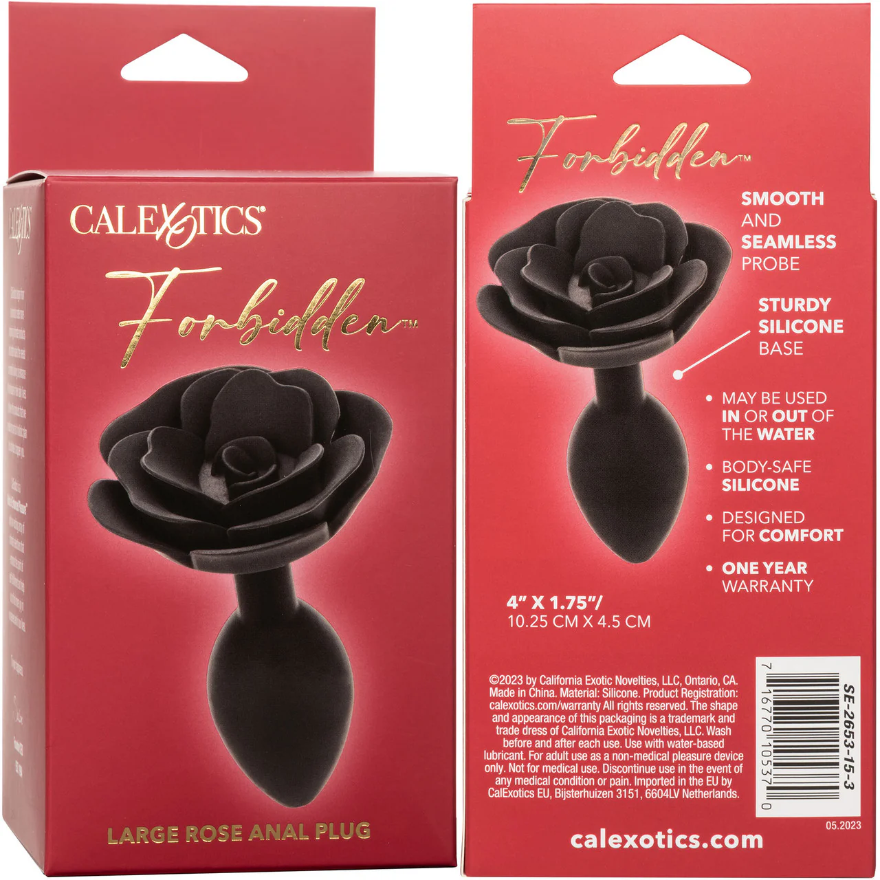 Forbidden Large Rose Silicone Butt Plug By CalExotics - Black - Image 11