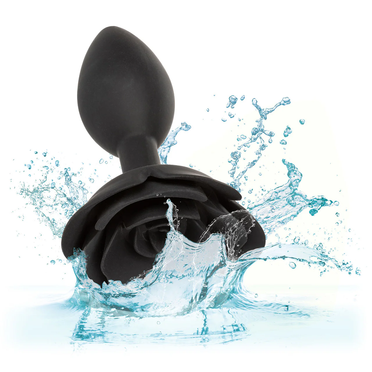 Forbidden Large Rose Silicone Butt Plug By CalExotics - Black - Image 8