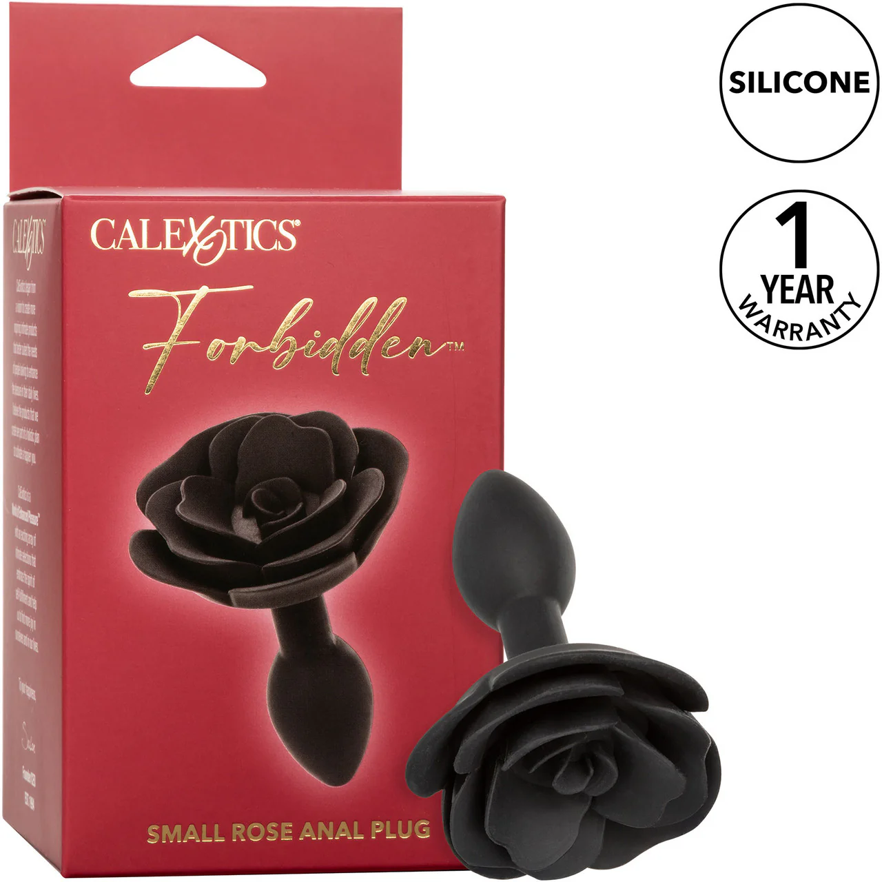 Forbidden Small Rose Silicone Butt Plug By CalExotics - Black - Image 10