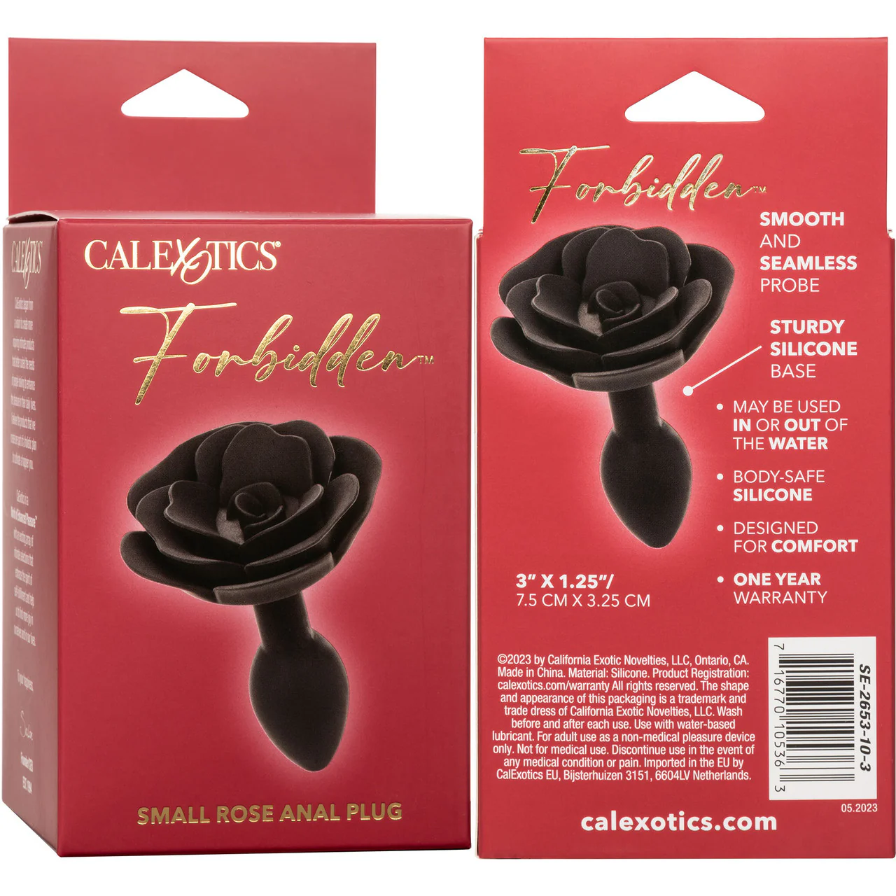Forbidden Small Rose Silicone Butt Plug By CalExotics - Black - Image 11