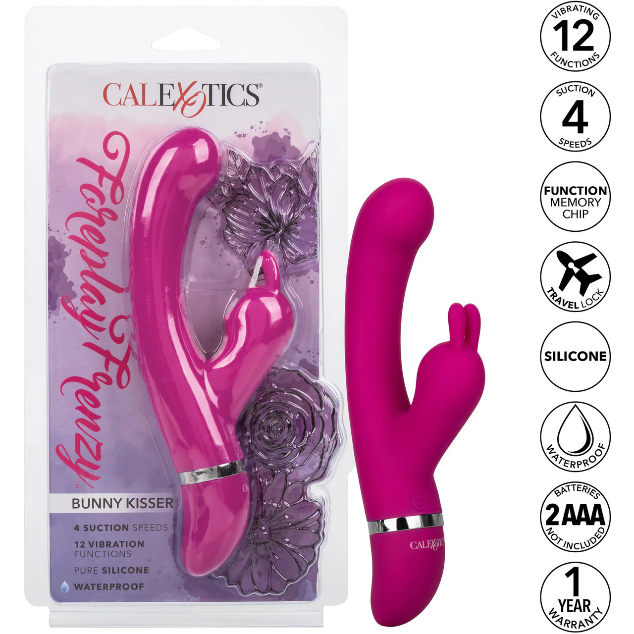 Foreplay Frenzy Bunny Kisser Dual Stimulation Vibrator By CalExotics - Pink - Image 15