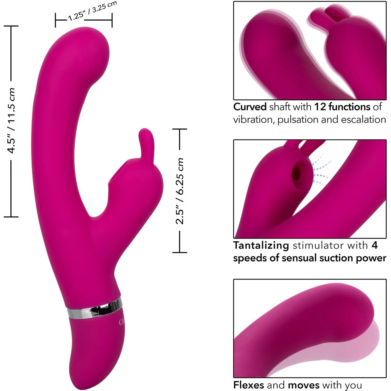 Foreplay Frenzy Bunny Kisser Dual Stimulation Vibrator By CalExotics - Pink - Image 3