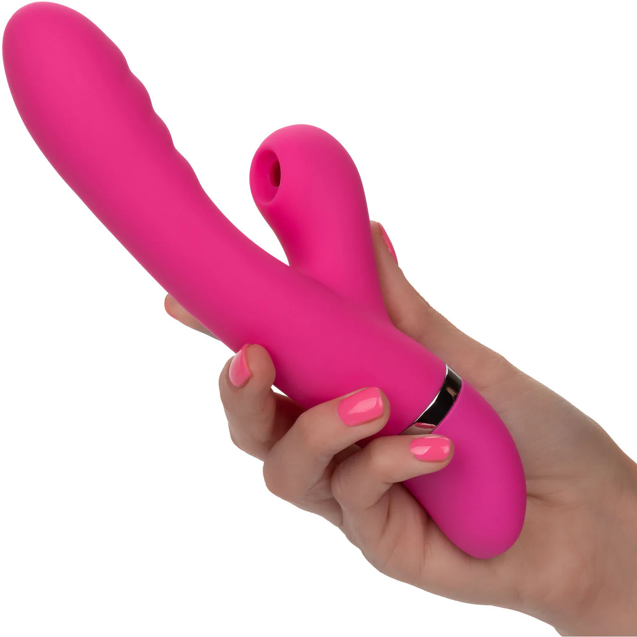 Foreplay Frenzy Pucker Dual Stimulation Vibrator With Suction By CalExotics - Pink - Image 10