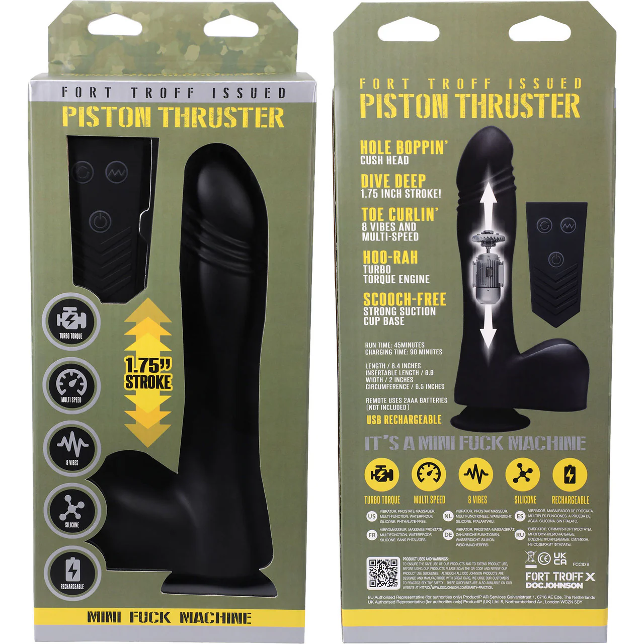 Fort Troff Piston Thruster Rechargeable Silicone Mini Fuck Machine Dildo With Balls & Remote - Black - Image 9