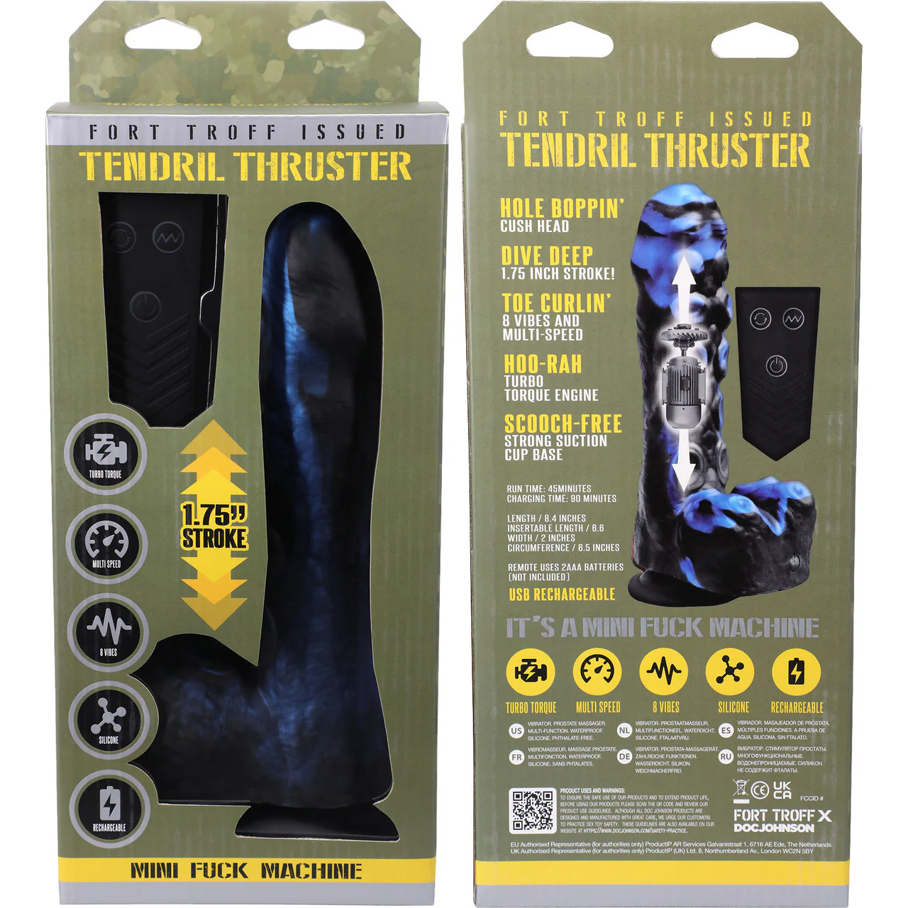 Fort Troff Tendrill Thruster Rechargeable Silicone Mini Fuck Machine Dildo With Balls & Remote - Blue - Image 9