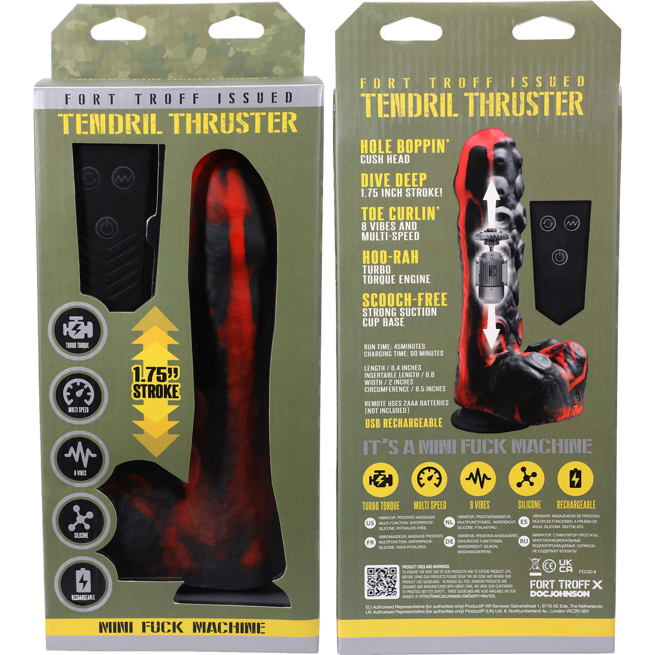 Fort Troff Tendrill Thruster Rechargeable Silicone Mini Fuck Machine Dildo With Balls & Remote - Red - Image 9