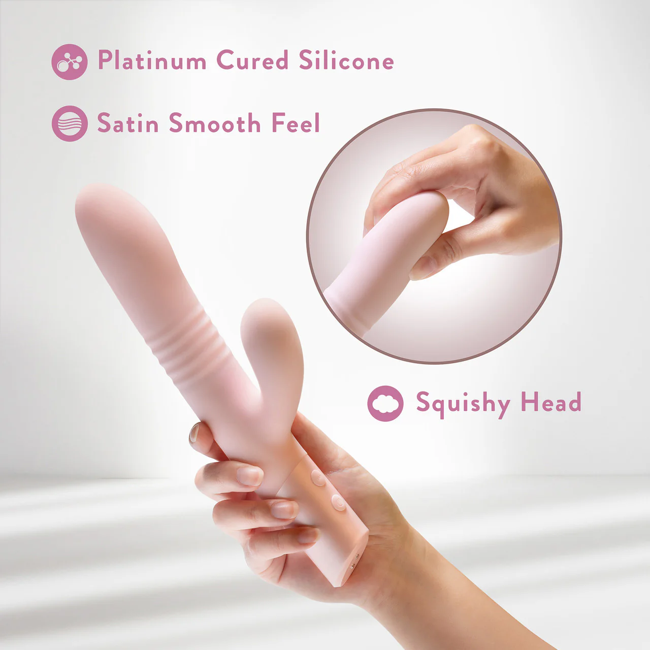 Fraya Rechargeable Silicone Thrusting Dual Stimulation Vibrator By Blush - Pink - Image 6