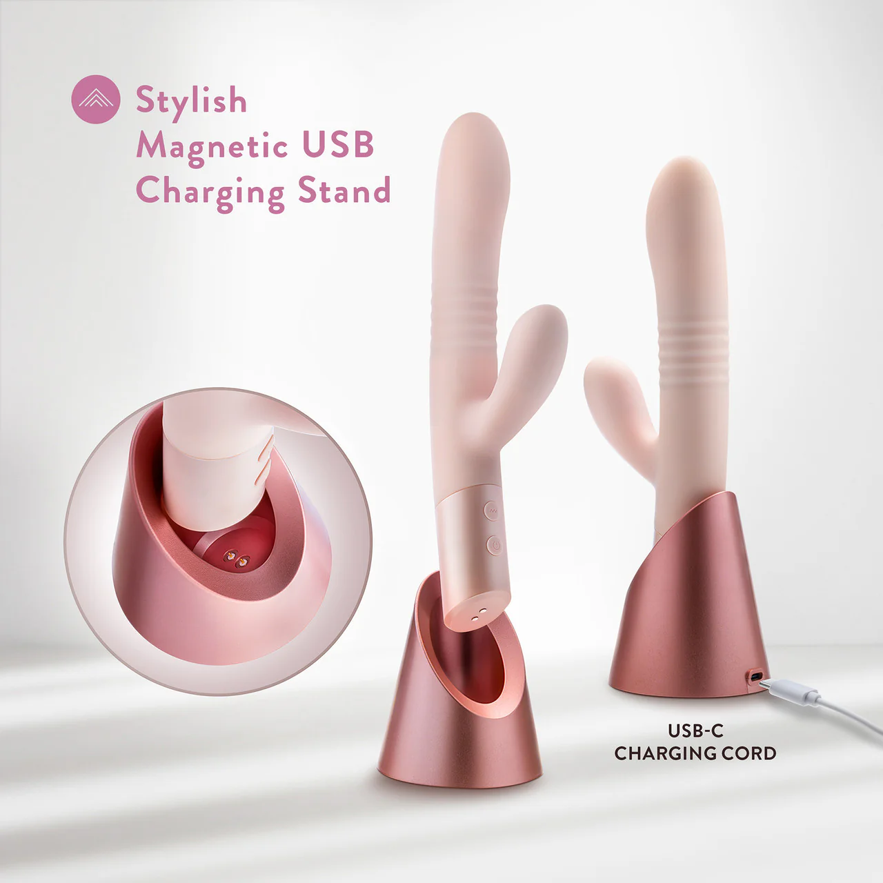 Fraya Rechargeable Silicone Thrusting Dual Stimulation Vibrator By Blush - Pink - Image 8