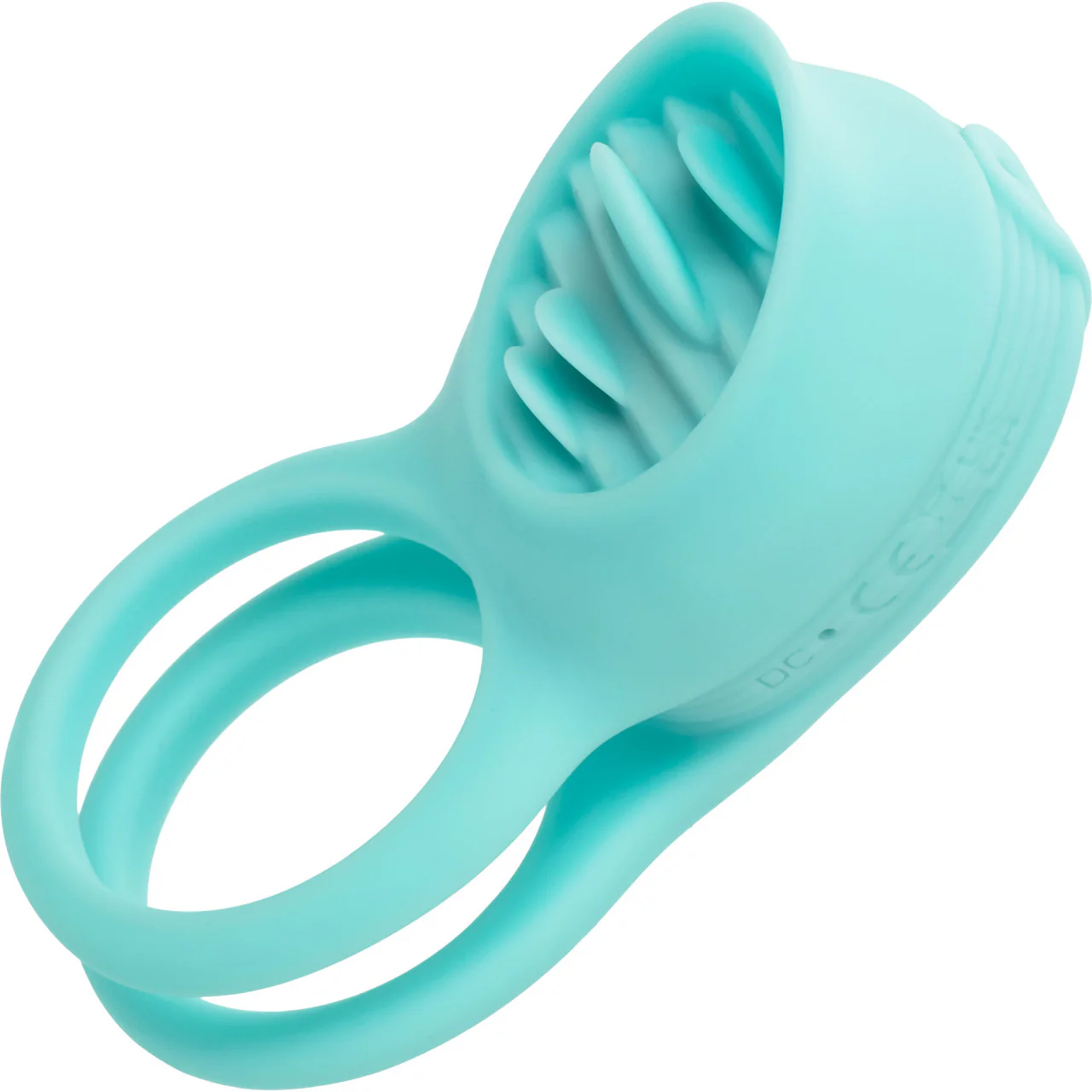 French Kiss Enhancer Silicone Rechargeable Waterproof Cock Ring By CalExotics - Blue - Image 2