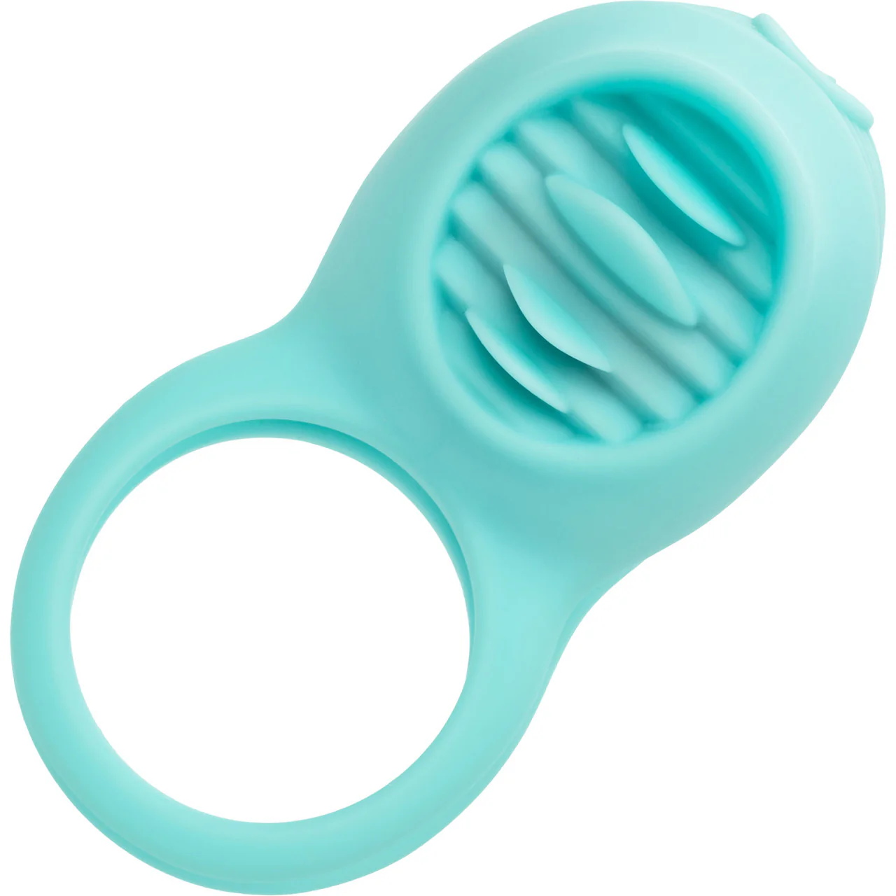 French Kiss Enhancer Silicone Rechargeable Waterproof Cock Ring By CalExotics - Blue - Image 4