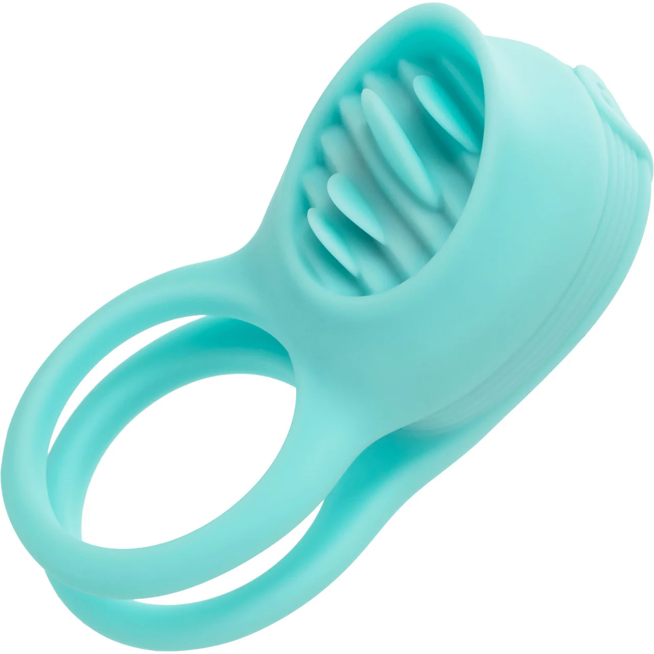 French Kiss Enhancer Silicone Rechargeable Waterproof Cock Ring By CalExotics - Blue - Image 5