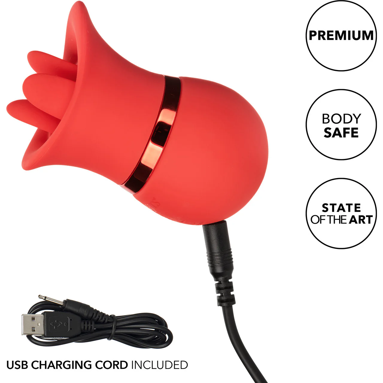 French Kiss Suck & Play Rechargeable Waterproof Silicone Interchangeable Set By CalExotics - Red - Image 10
