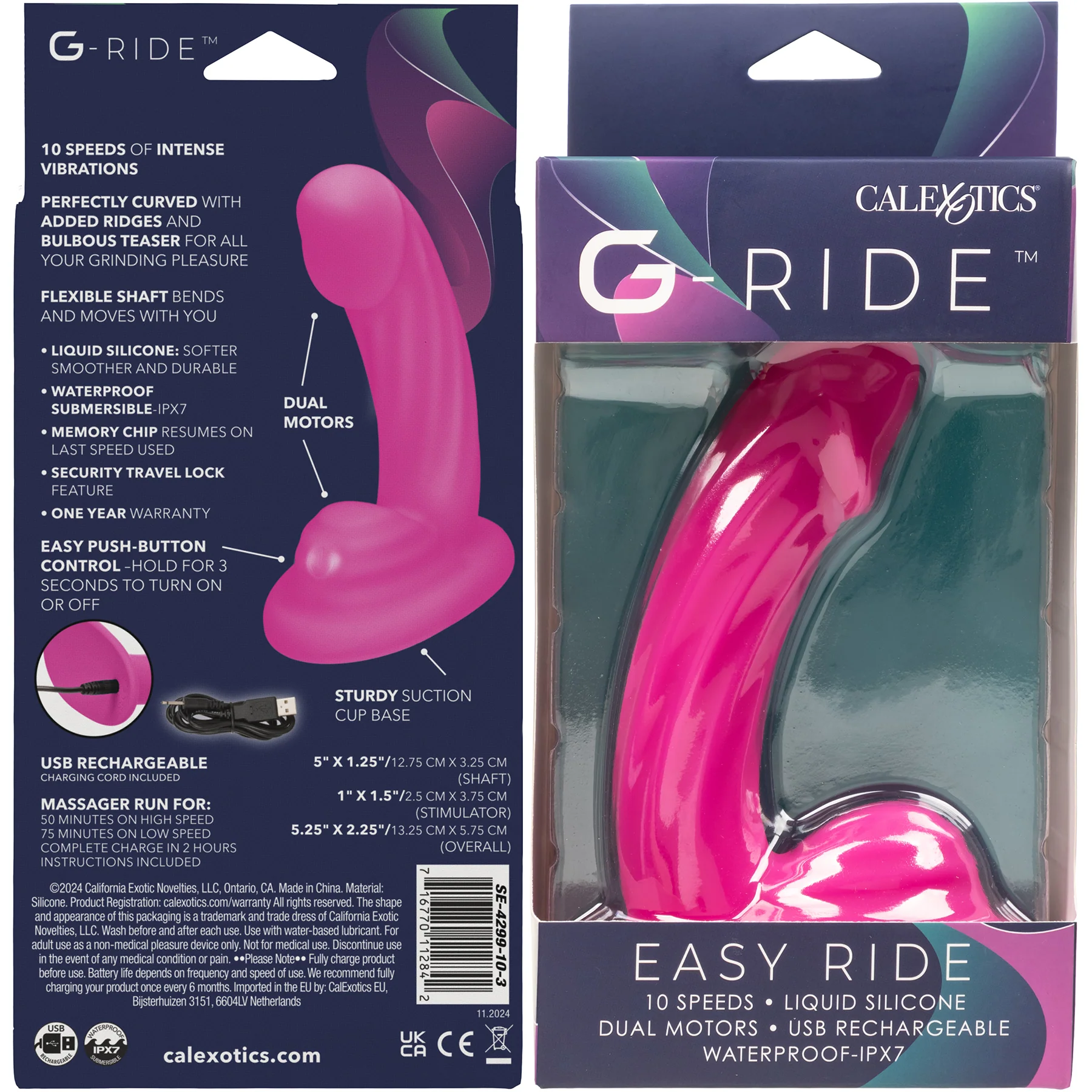 G-Ride™ Easy Ride 5" Rechargeable Silicone Vibrating Dildo By CalExotics - Image 7