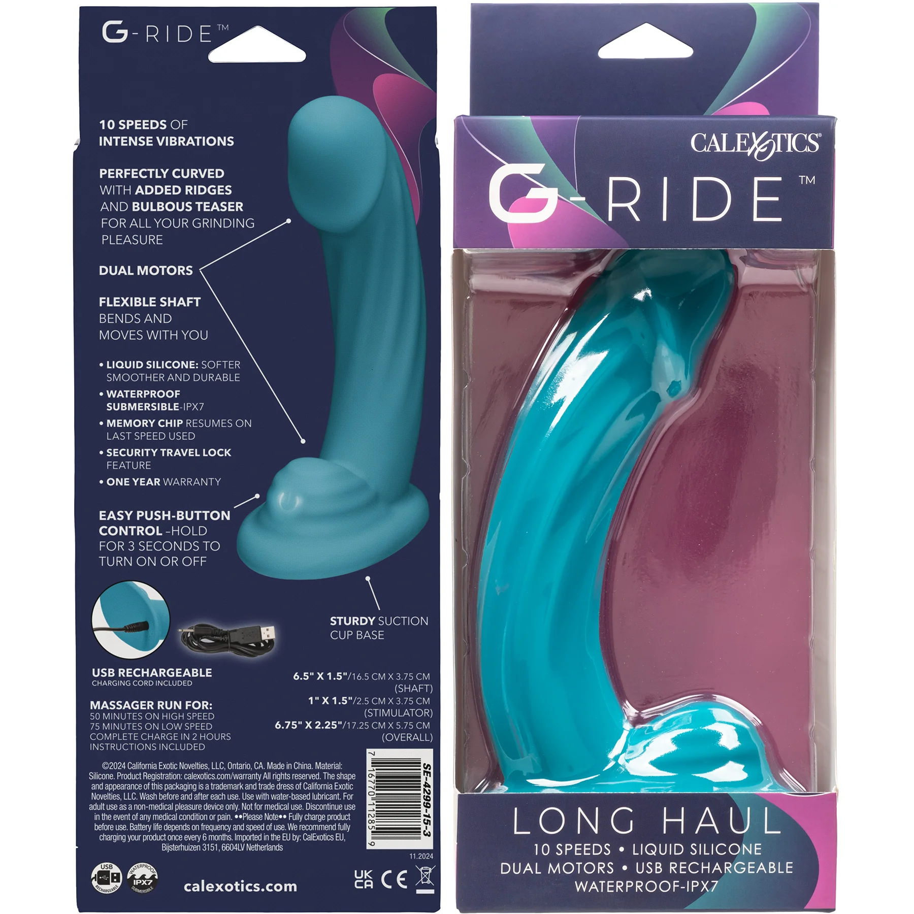 G-Ride™ Long Haul 6.5" Rechargeable Silicone Vibrating Dildo By CalExotics - Image 7