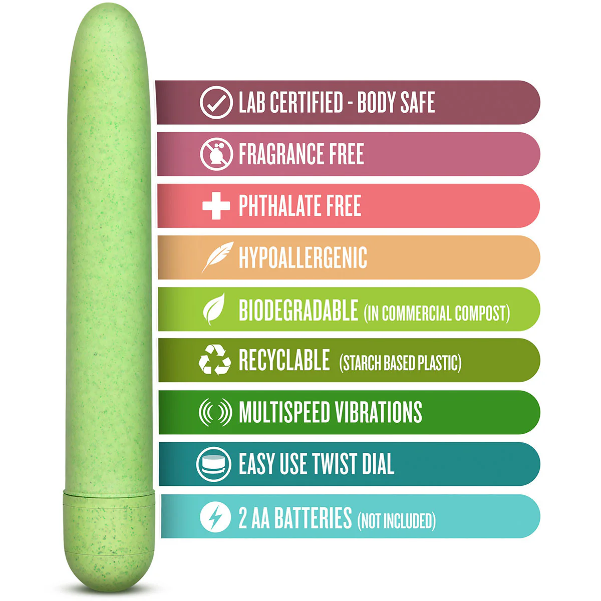 Gaia Eco Biodegradable & Recyclable Vibrator By Blush Novelties - Green - Image 4