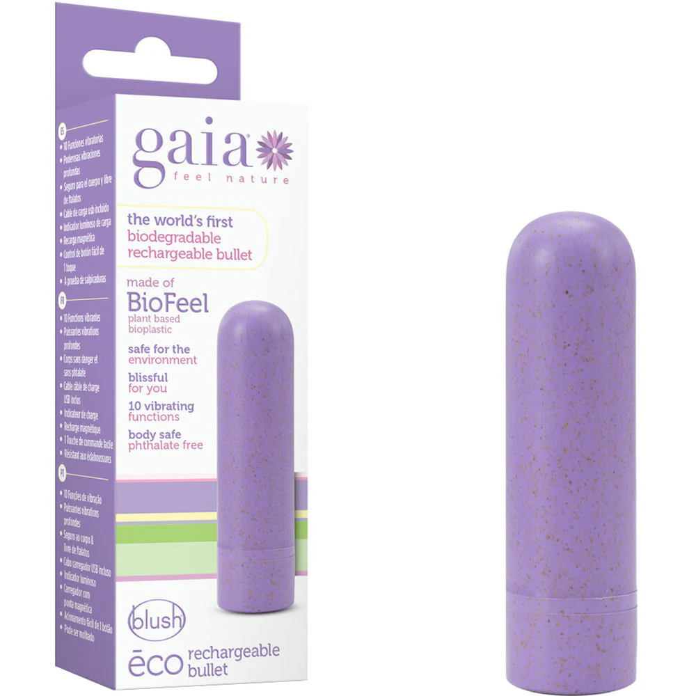 Gaia Eco Biodegradable & Recyclable Rechargeable Bullet Vibrator By Blush - Lilac - Image 5