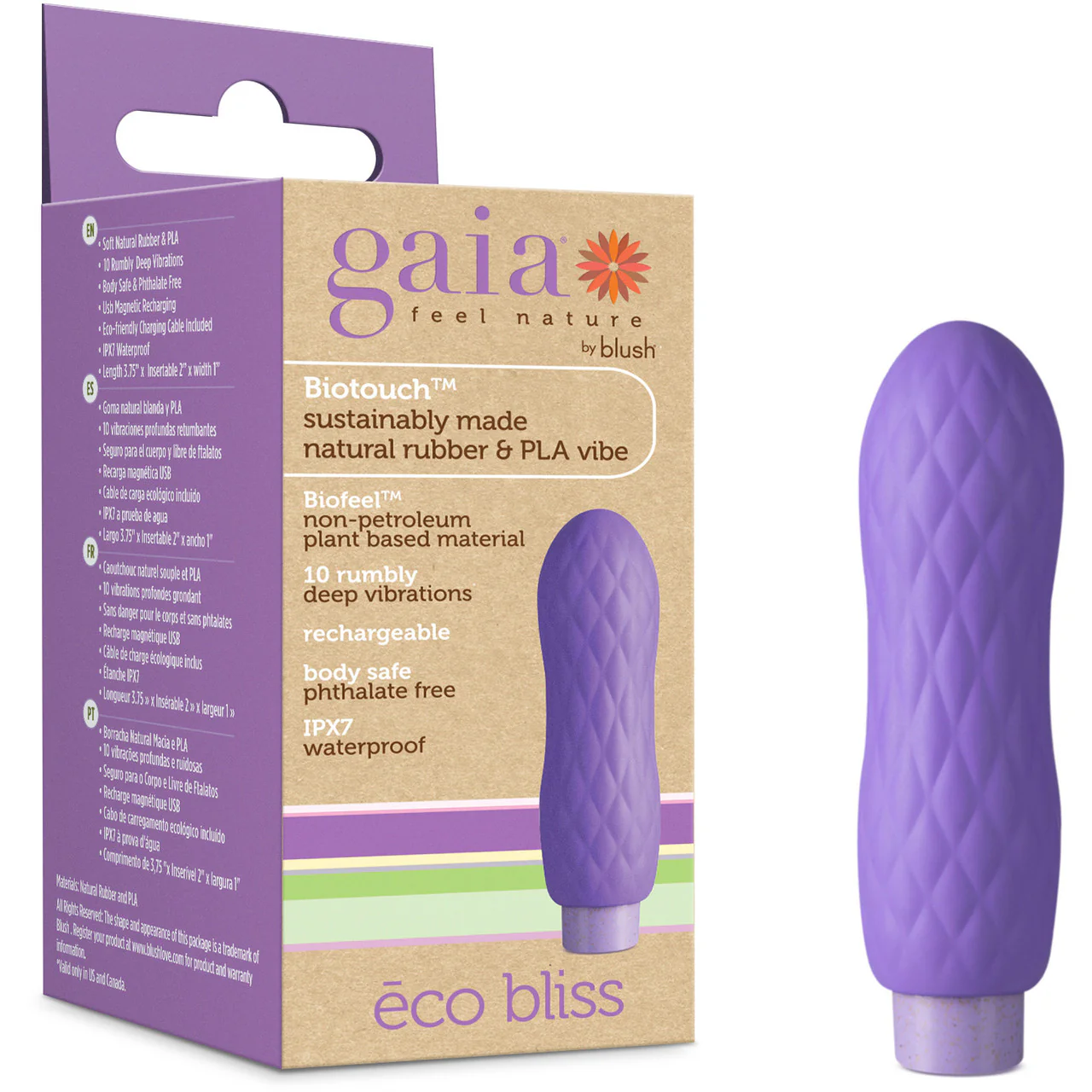 Gaia Eco Bliss Rechargeable Waterproof Plant Based Clitoral Vibrator By Blush - Lilac - Image 6