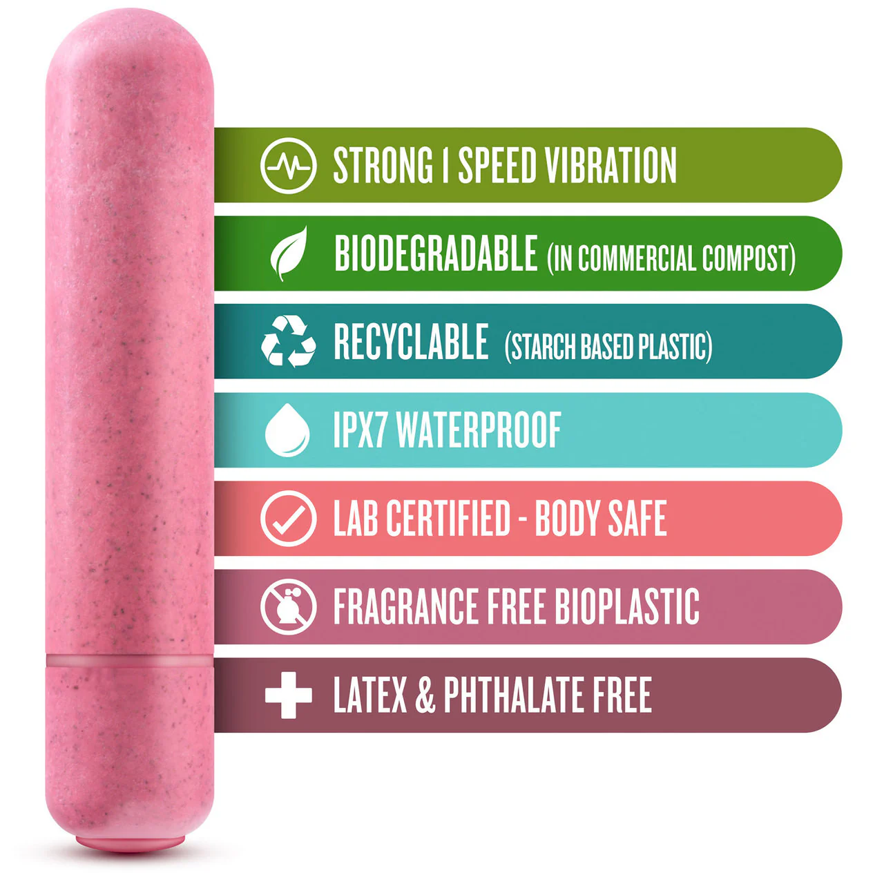 Gaia Eco Bullet Biodegradable & Recyclable Mini Vibrator By Blush Novelties - Coral - Image 4