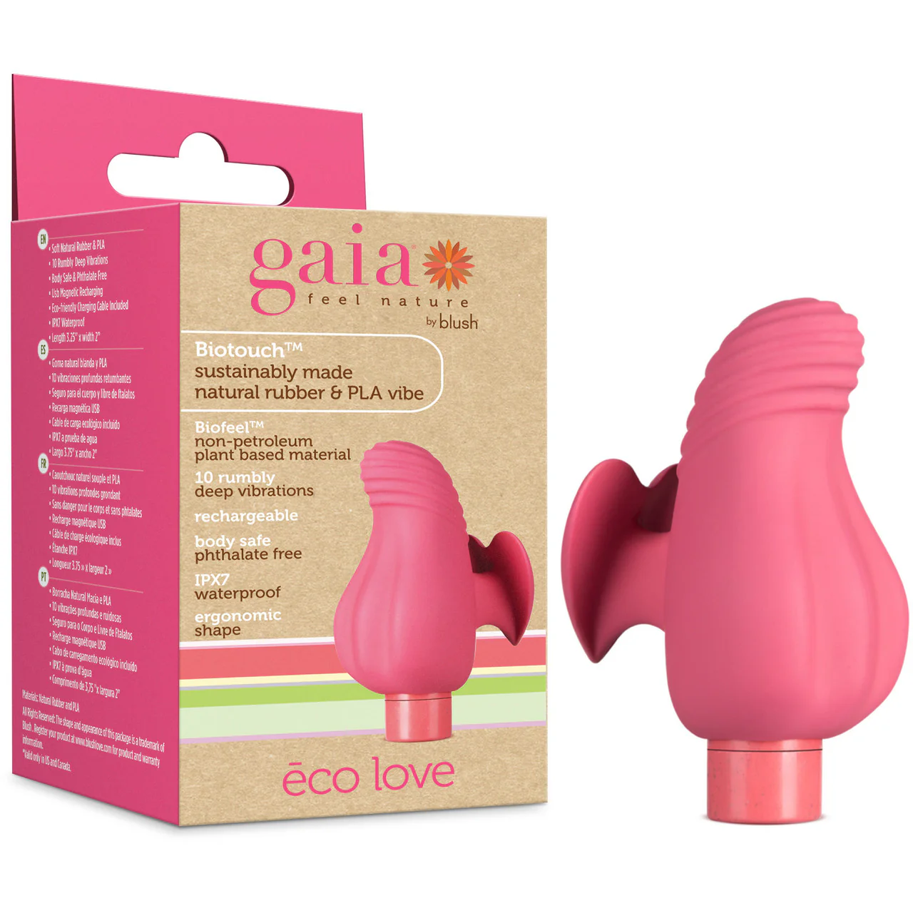 Gaia Eco Love Rechargeable Waterproof Plant Based Clitoral Vibrator By Blush - Coral - Image 12