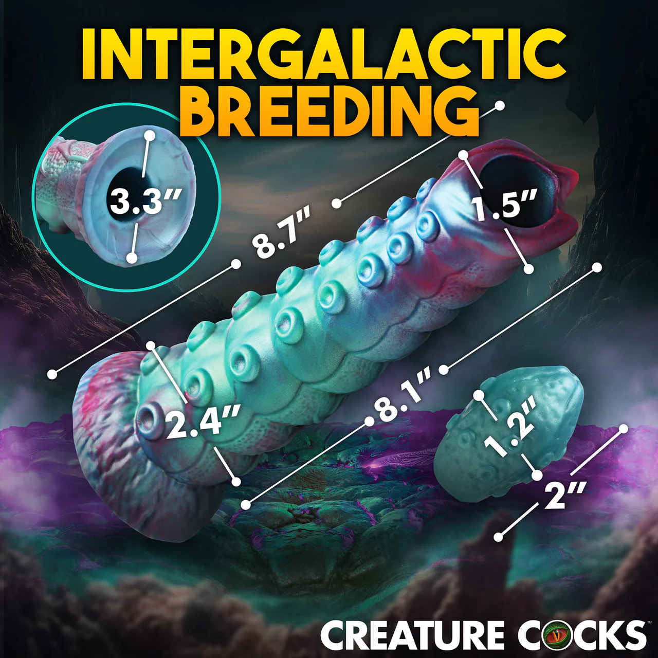 Galactic Breeder 8.75" Silicone Ovipositor Dildo With Eggs By Creature Cocks - Image 14