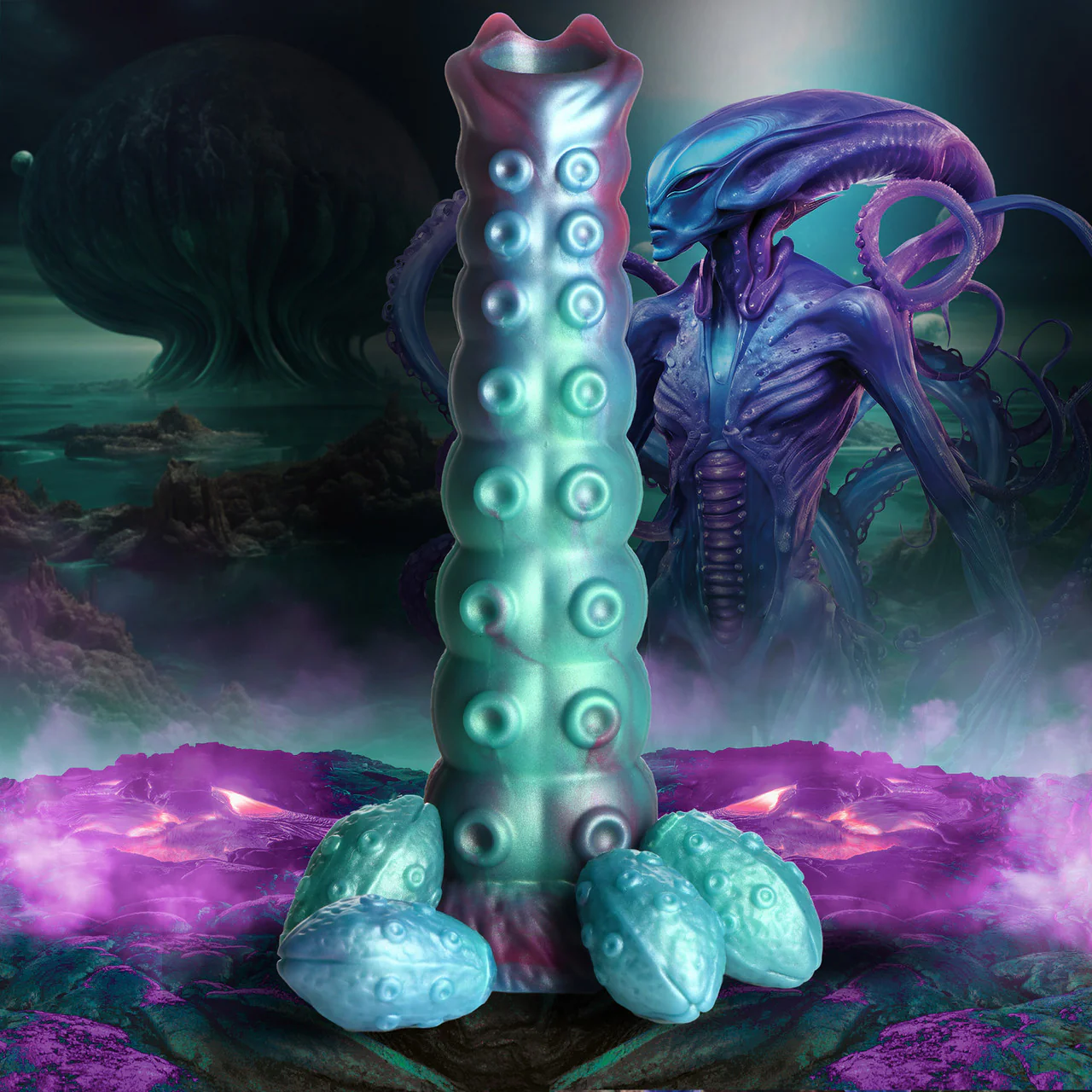 Galactic Breeder 8.75" Silicone Ovipositor Dildo With Eggs By Creature Cocks - Image 16