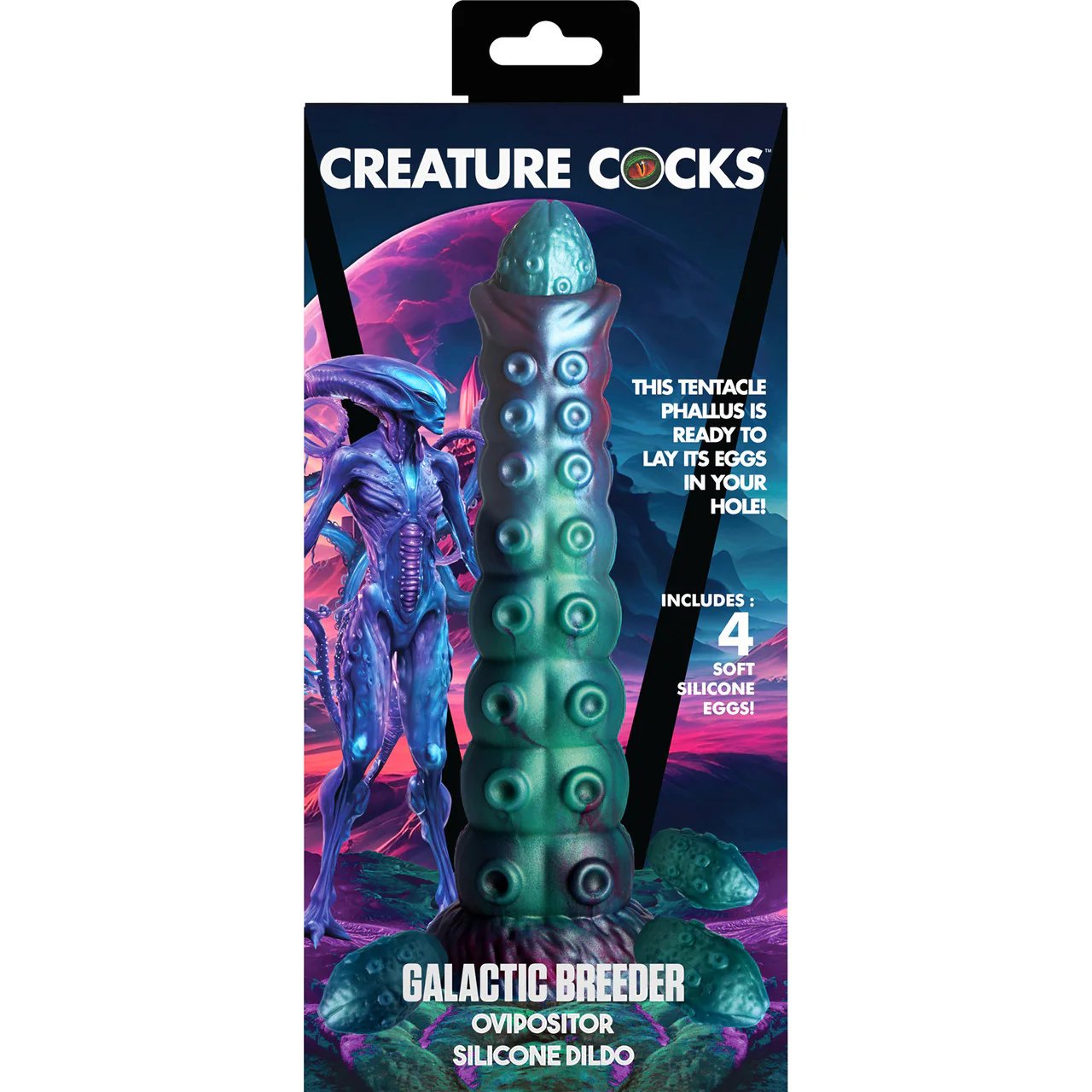 Galactic Breeder 8.75" Silicone Ovipositor Dildo With Eggs By Creature Cocks - Image 17