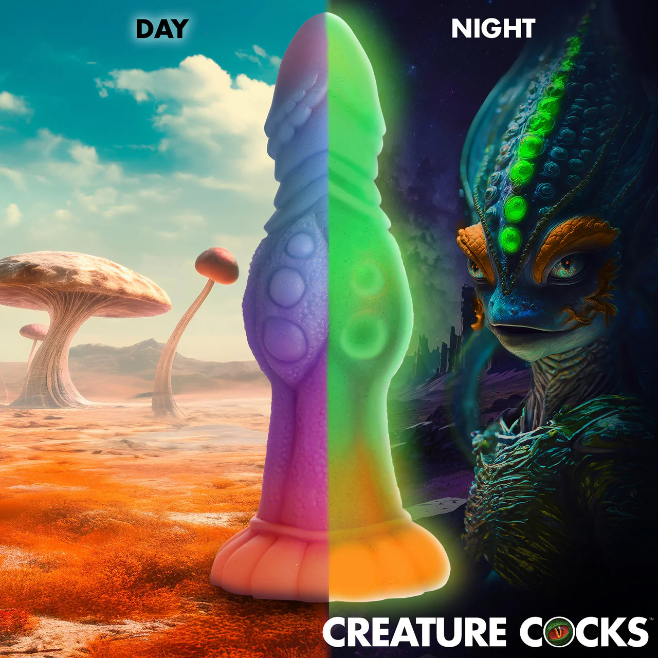 Galactic Cock Alien Creature 8.5" Silicone Glow In The Dark Suction Cup Dildo By Creature Cocks - Image 15