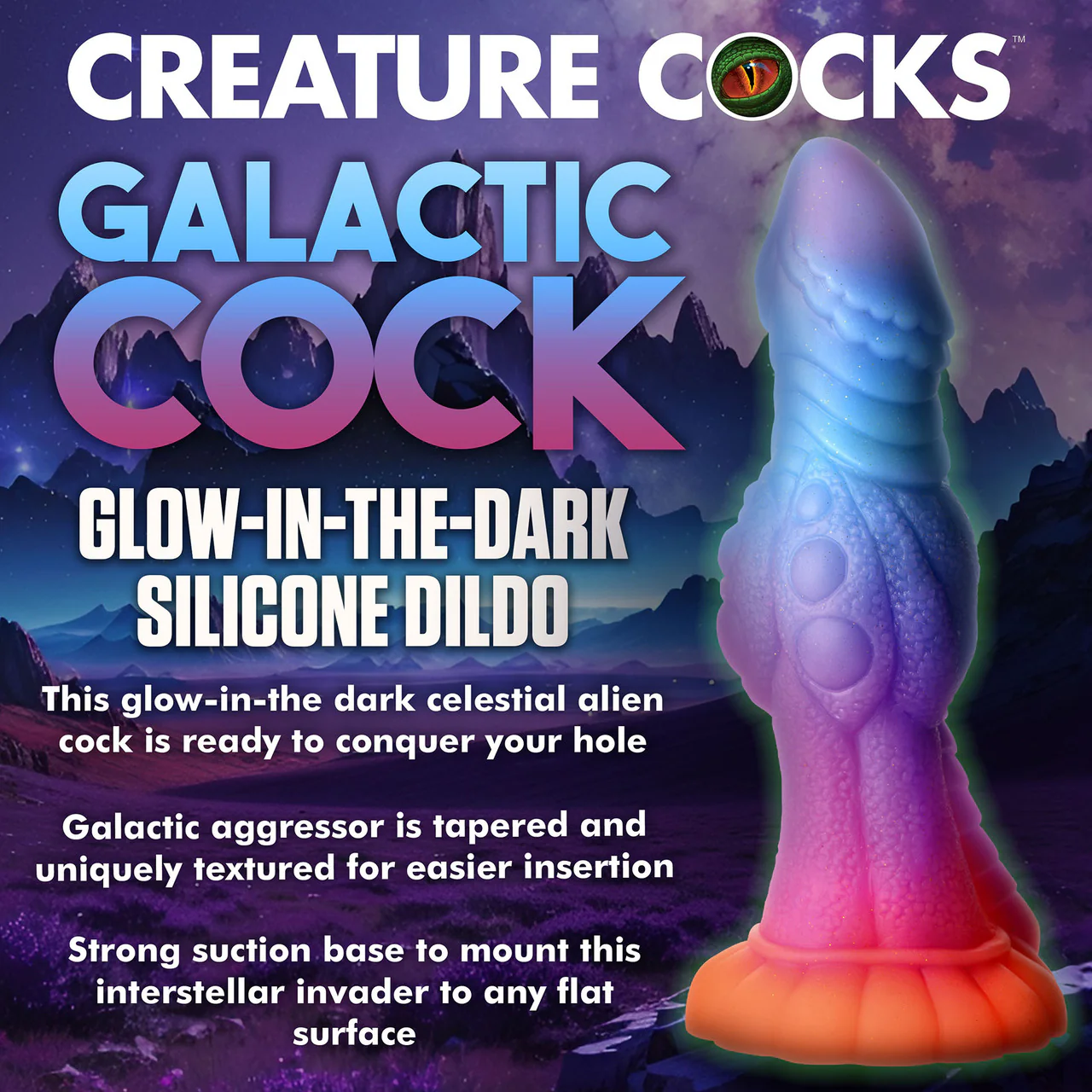 Galactic Cock Alien Creature 8.5" Silicone Glow In The Dark Suction Cup Dildo By Creature Cocks - Image 16
