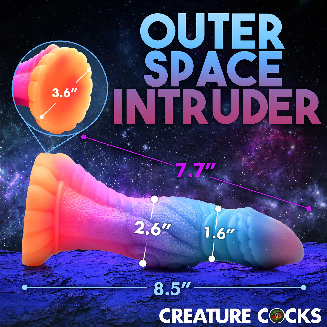 Galactic Cock Alien Creature 8.5" Silicone Glow In The Dark Suction Cup Dildo By Creature Cocks - Image 18