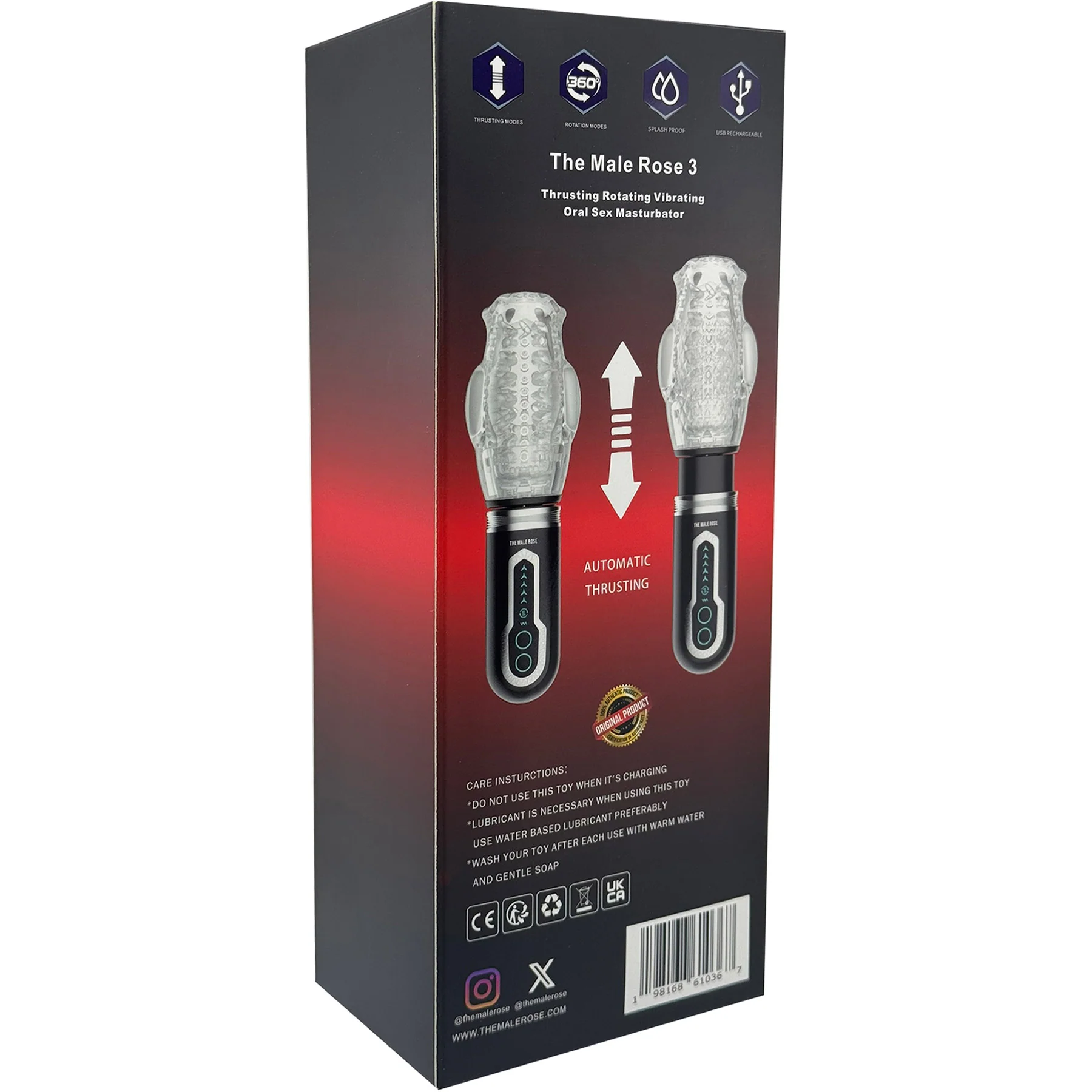 The Male Rose 3 Thrusting Rotating Vibrating Oral Sex Penis Masturbator - Image 14