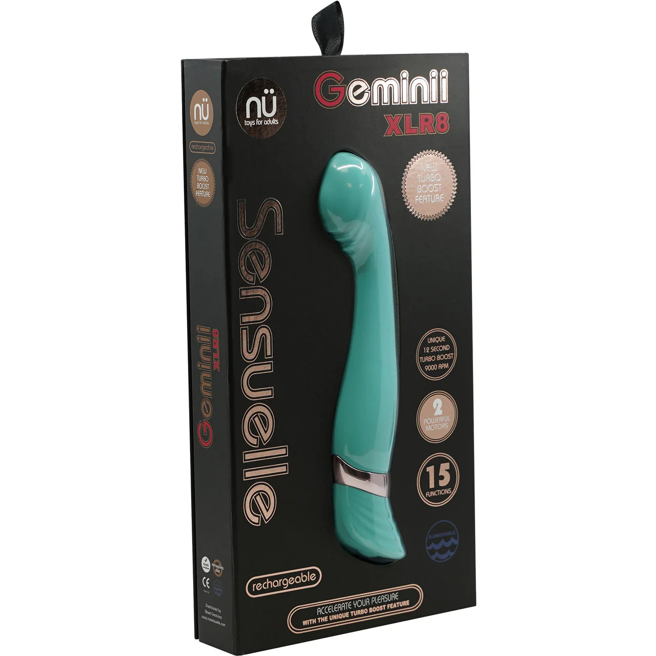Geminii XLR8 Silicone Waterproof G-Spot Vibrator With Fluttering Tip By Nu Sensuelle - Blue - Image 2