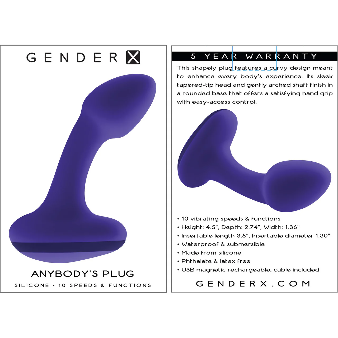 Gender X Anybody's Plug Rechargeable Waterproof Silicone Vibrating Butt Plug - Image 7