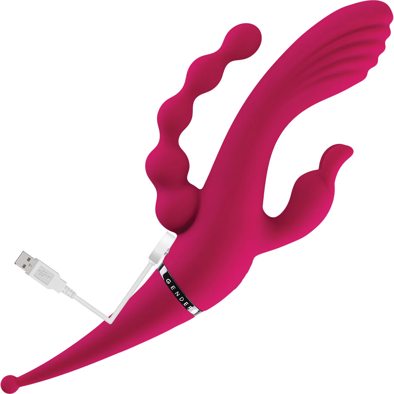 Gender X Four By Four Rechargeable Waterproof Silicone Quadruple Stimulating Vibrator - Red - Image 7
