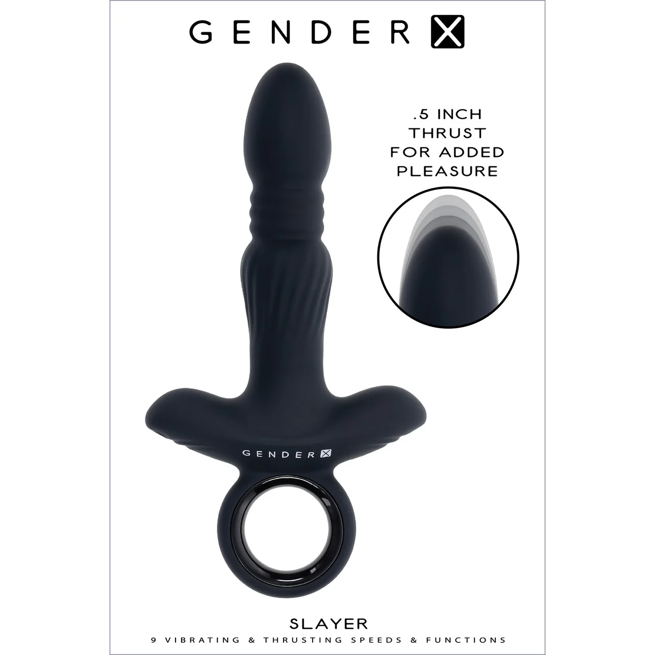 Gender X Slayer Rechargeable Waterproof Silicone Thrusting & Vibrating Anal Plug - Image 4