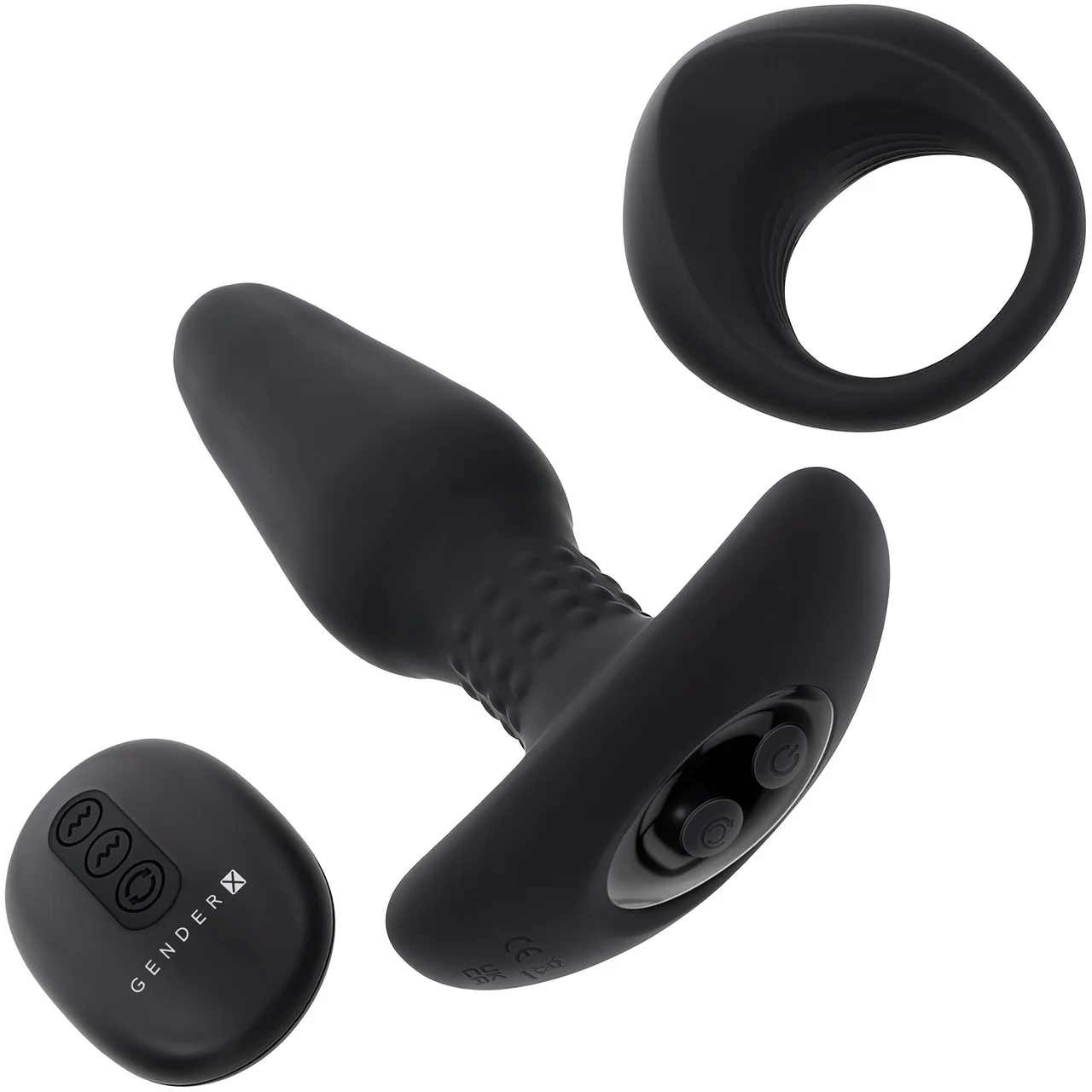 Gender X Teamwork Set With Silicone Vibrating Cock Ring And Butt Plug With Rotating Beads & Remote - Image 4