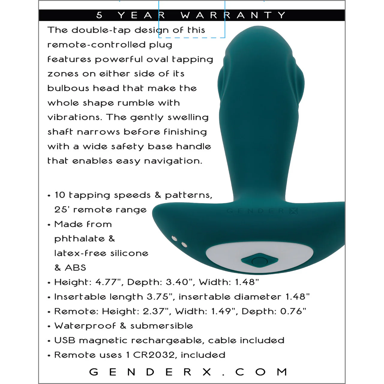 Gender X Tunnel Tapper Rechargeable Waterproof Silicone Butt Plug With Remote - Image 17